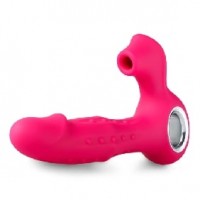 Vibrator, Wiggle & Thrusting, Clitoral Suction, 12 Function, Silicone, Rechargeable, RED